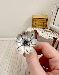 Kinetic Sterling Silver and Sapphire Flower “Raise your words, not your voice…” Rumi quote