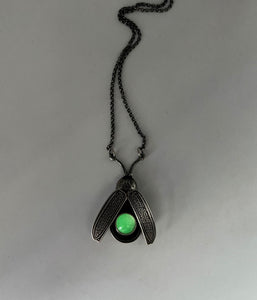 Sterling Firefly Lightning Bug with Glow in the Dark Rutilated Quartz