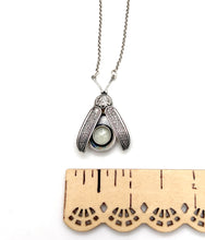 Load image into Gallery viewer, Sterling Firefly Lightning Bug with Glow in the Dark Quartz (green glow)