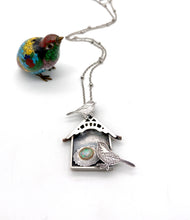 Load image into Gallery viewer, Chickadee House with Sterling Silver, Faceted Opal and 24k Gold