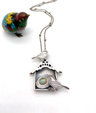 Load image into Gallery viewer, Chickadee House with Sterling Silver, Faceted Opal and 24k Gold