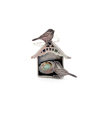 Load image into Gallery viewer, Chickadee House with Sterling Silver, Faceted Opal and 24k Gold