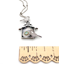 Load image into Gallery viewer, Chickadee House with Sterling Silver, Faceted Opal and 24k Gold