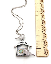 Load image into Gallery viewer, Chickadee House with Sterling Silver, Faceted Opal and 24k Gold