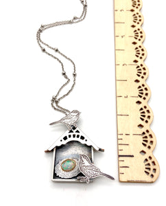 Chickadee House with Sterling Silver, Faceted Opal and 24k Gold