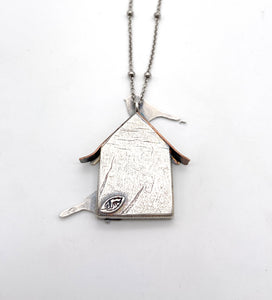 Chickadee House with Sterling Silver, Faceted Opal and 24k Gold