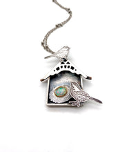 Load image into Gallery viewer, Chickadee House with Sterling Silver, Faceted Opal and 24k Gold