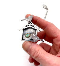 Load image into Gallery viewer, Chickadee House with Sterling Silver, Faceted Opal and 24k Gold