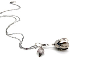 Rumi Quote Sterling Flower Locket