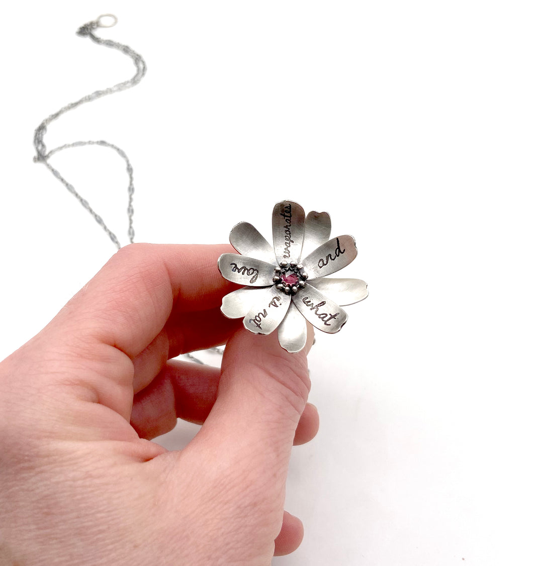 Rumi Quote Sterling Flower Locket