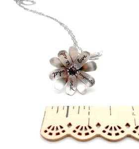 Rumi Quote Sterling Flower Locket
