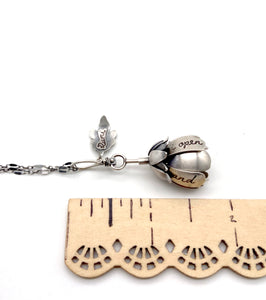 Rumi Quote Sterling Flower Locket