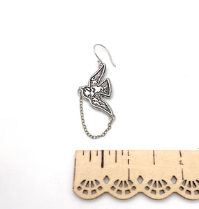 Small Sterling Silver Swooping Swallows Earrings