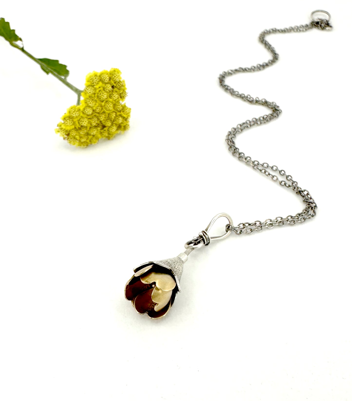 "What You Seek" Jewelers Brass, Sterling and Opal Kinetic Flower