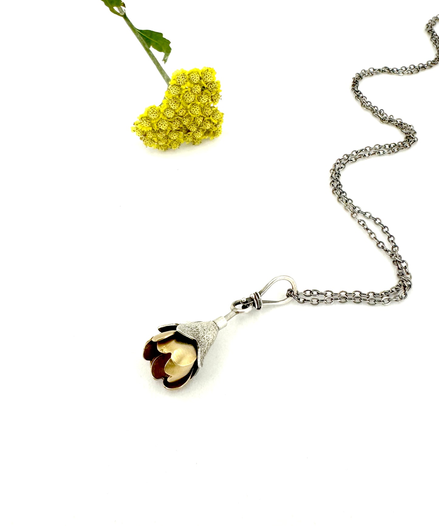 "What You Seek" Jewelers Brass, Sterling and Opal Kinetic Flower