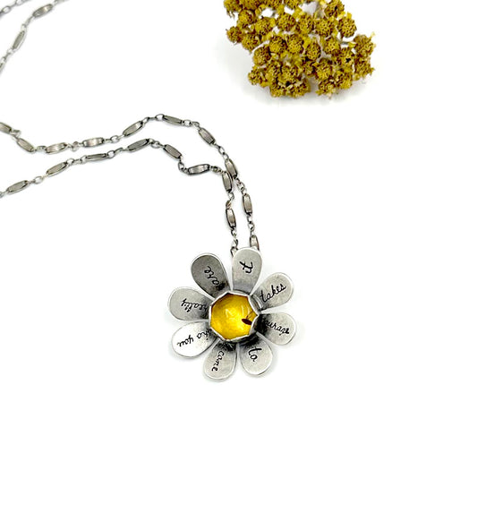 Sterling Silver Courage Daisy with Amber