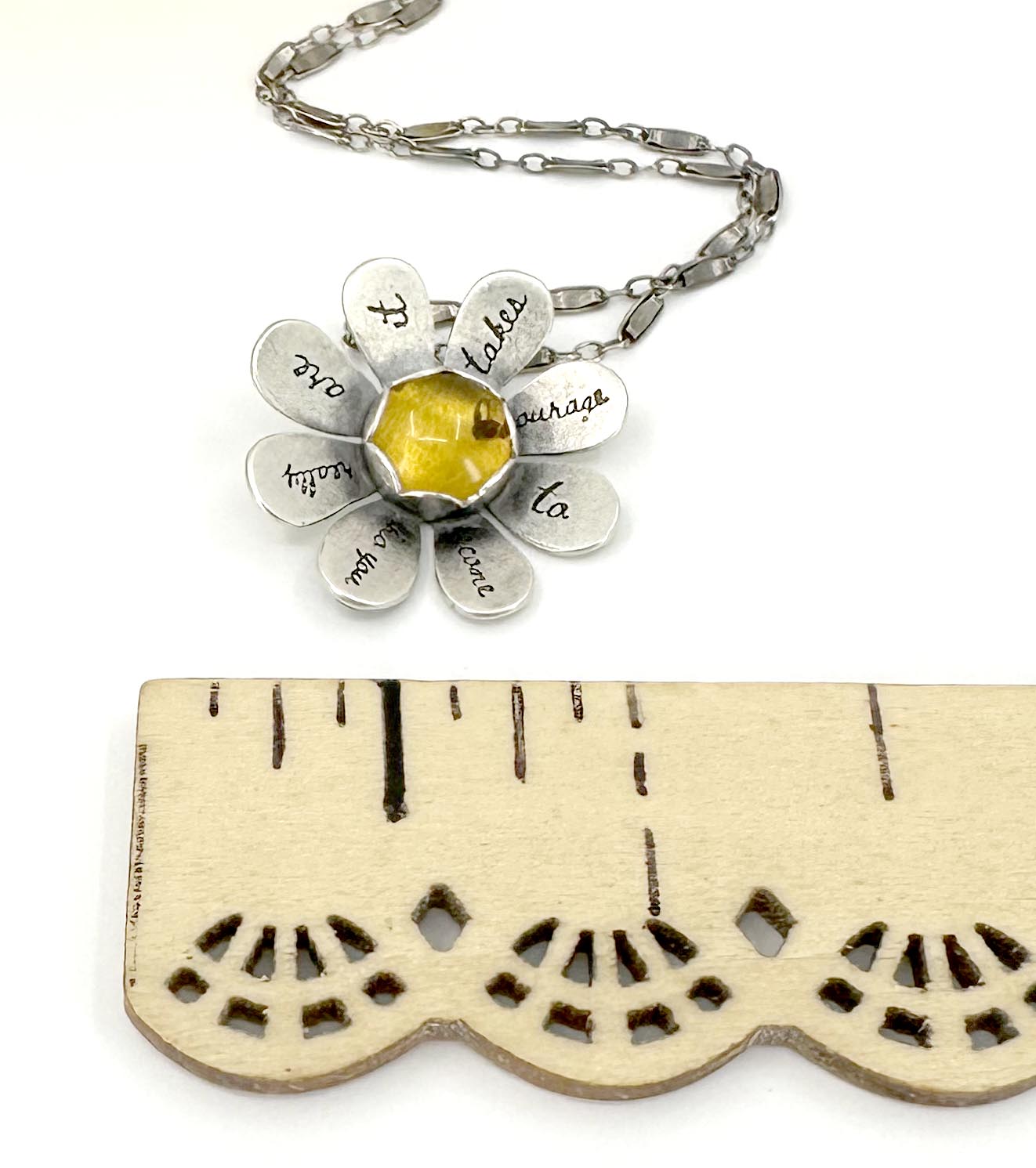 Sterling Silver Courage Daisy with Amber