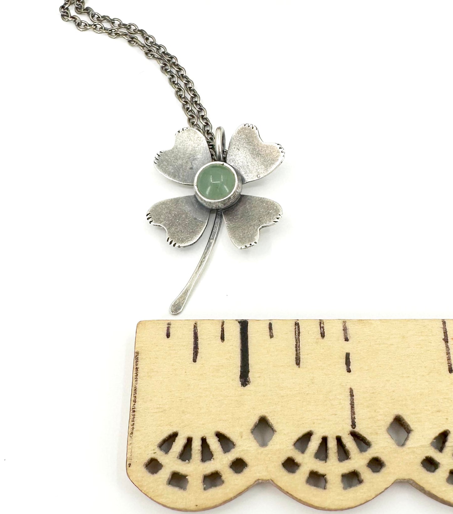 Sterling Silver Lucky Four Leaf Clover with Aventurine
