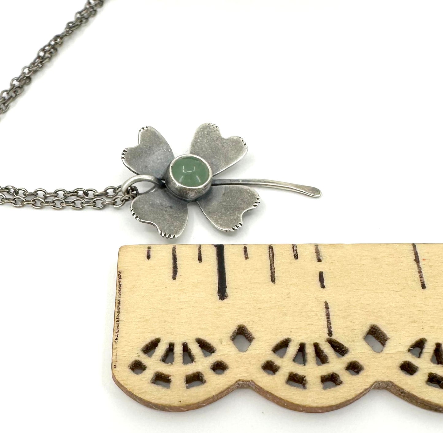 Sterling Silver Lucky Four Leaf Clover with Aventurine