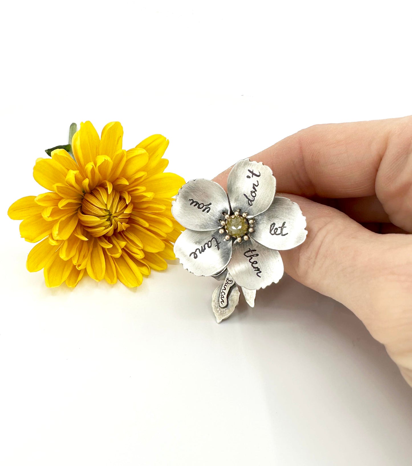 Wild Rose with Yellow Diamond Kinetic Locket