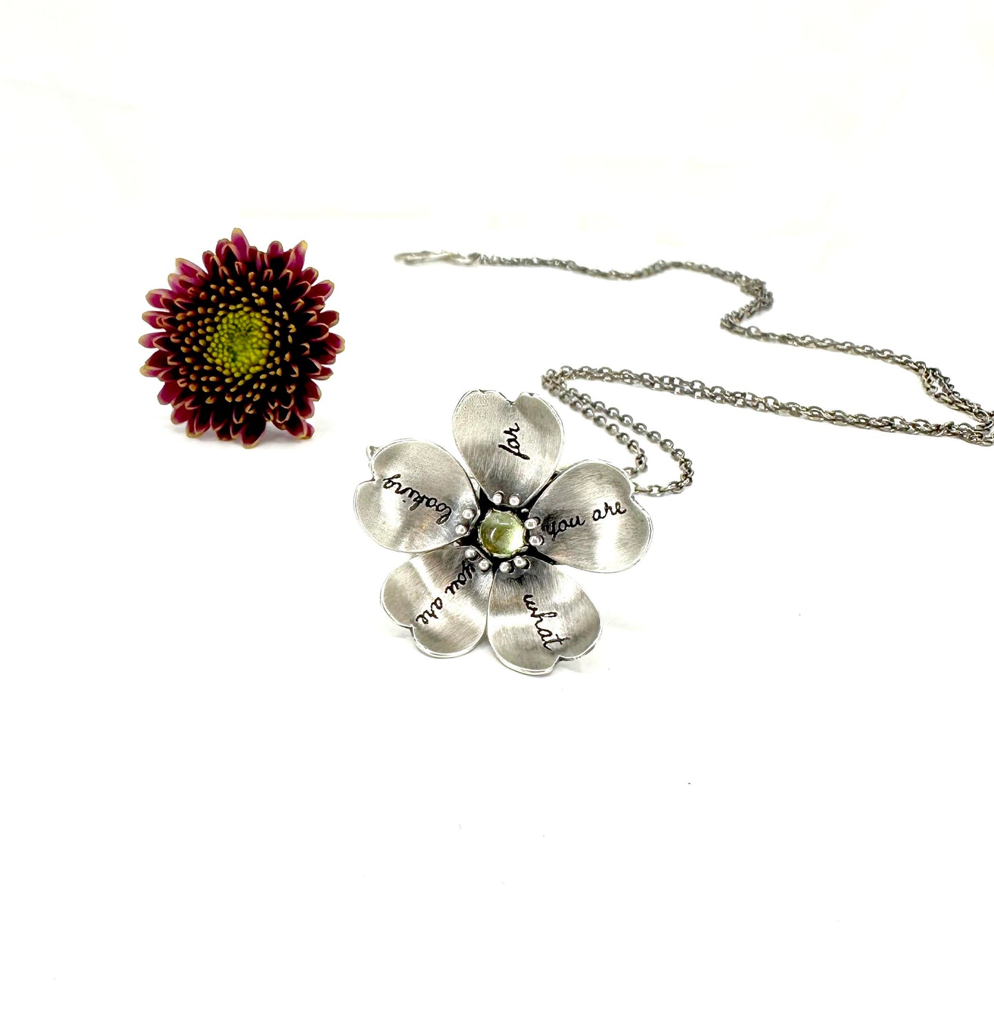 Trust Yourself Primrose in Sterling Silver with Heart Healing Green Tourmaline