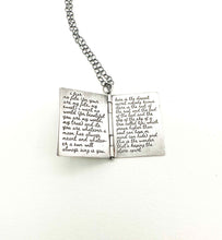 Load image into Gallery viewer, Sterling Silver Book of e.e. cummings poetry with Fordite Heart (3 pages)
