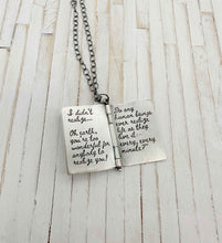 Load image into Gallery viewer, Sterling Silver Book with Our Town quote and Opal (3 pages)