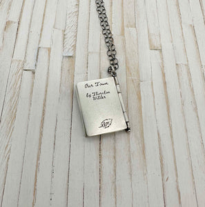 Sterling Silver Book with Our Town quote and Opal (3 pages)