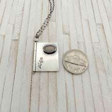 Load image into Gallery viewer, Sterling Silver Book with Our Town quote and Opal (two pages)