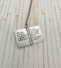 Load image into Gallery viewer, Sterling Silver Book with Our Town quote and Opal (two pages)