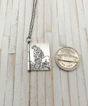 Load image into Gallery viewer, Sterling Silver Book with Shakespeare quote (1 page)
