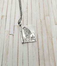 Load image into Gallery viewer, Sterling Silver Book with Shakespeare quote (1 page)