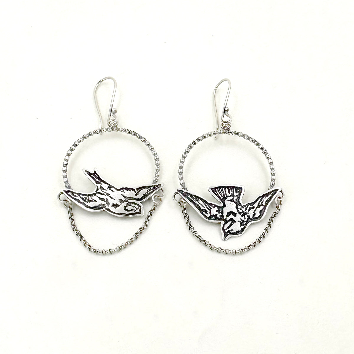 Taking Flight- Sterling Swallow Earrings