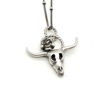 Load image into Gallery viewer, Georgia O&#39;Keeffe Inspired Sterling Skull Pendants