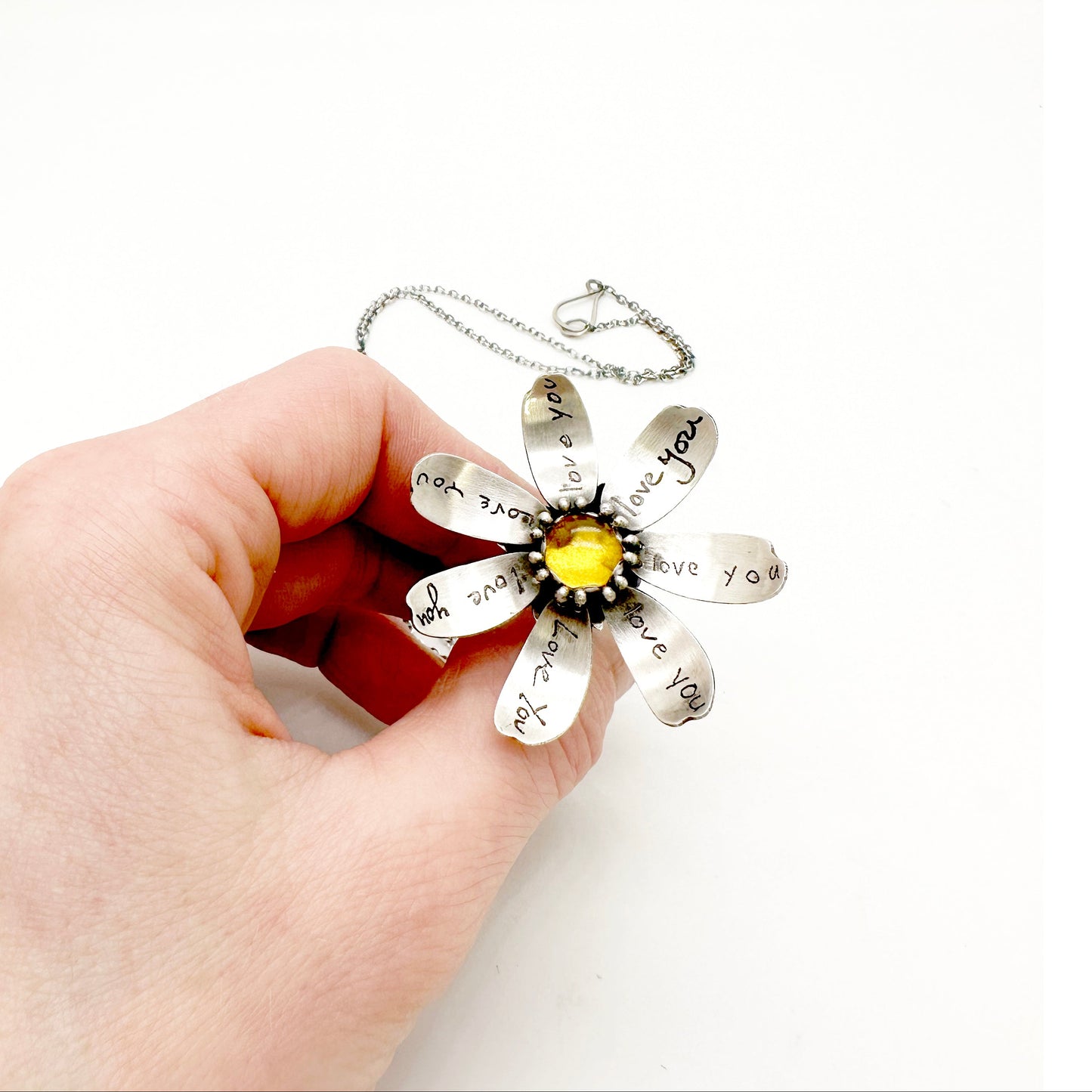 Custom Love Letter Daisy Kinetic Pendant