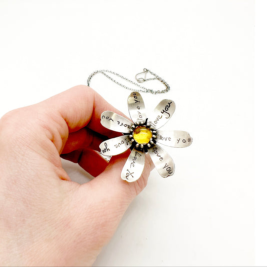 Custom Love Letter Daisy Kinetic Pendant