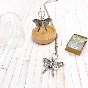 Small Sterling Silver Luna Moth Hinged Pendant