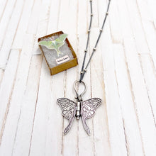 Load image into Gallery viewer, Small Sterling Silver Luna Moth Hinged Pendant