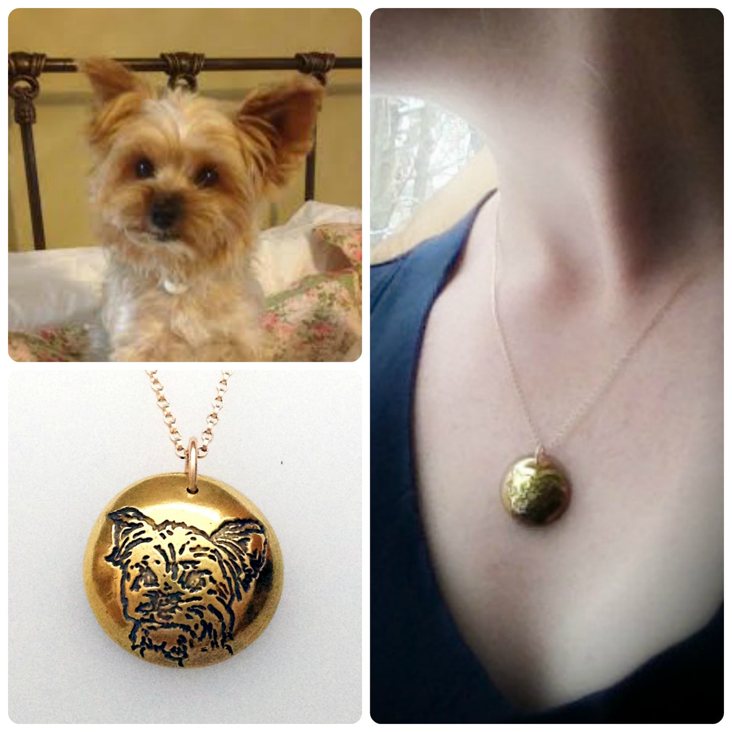 Personalized Pet Portrait Pendant in 22k Gold