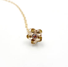 Load image into Gallery viewer, 14k and 22k Gold Forget Me Not with Rusty Red Rosecut Diamond