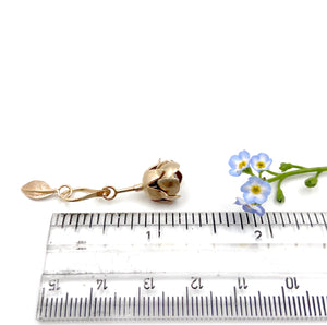 14k and 22k Gold Forget Me Not with Rusty Red Rosecut Diamond