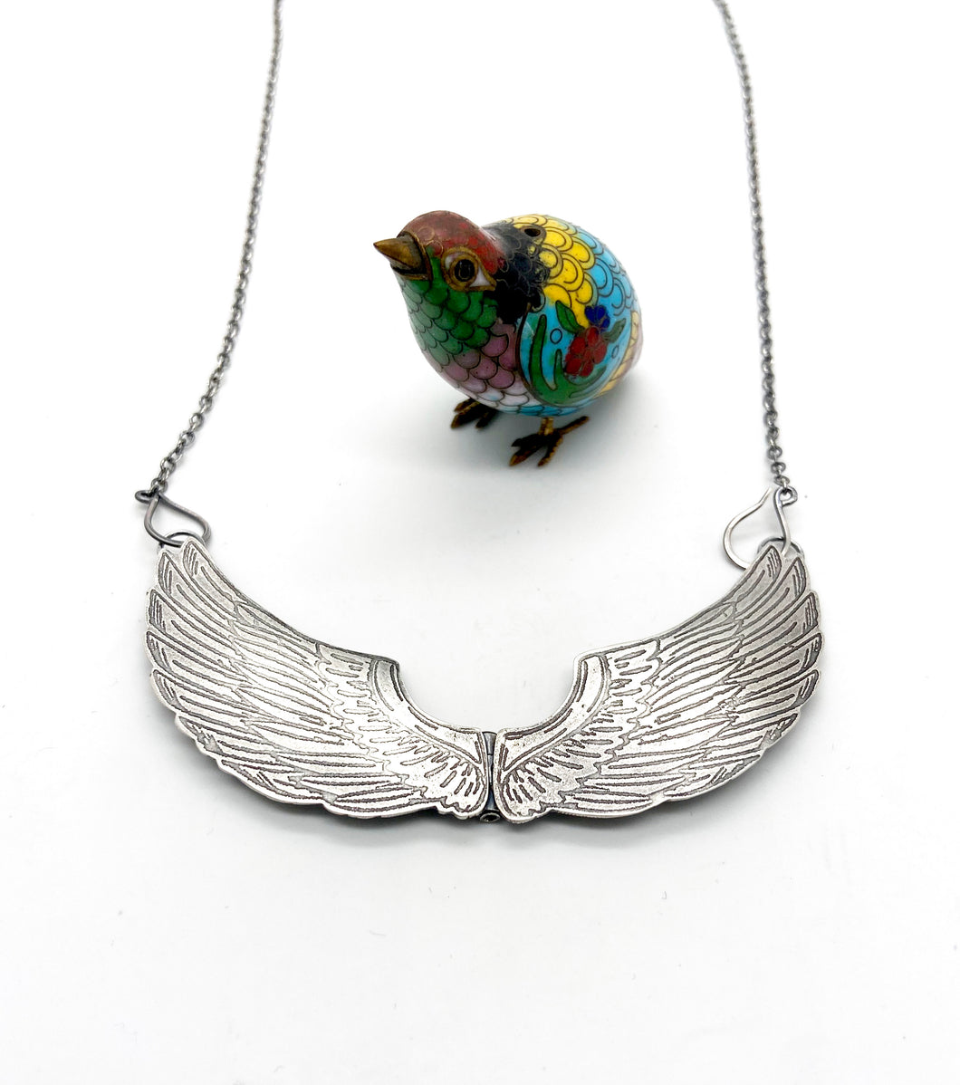Sterling Silver Scarab Wings Locket