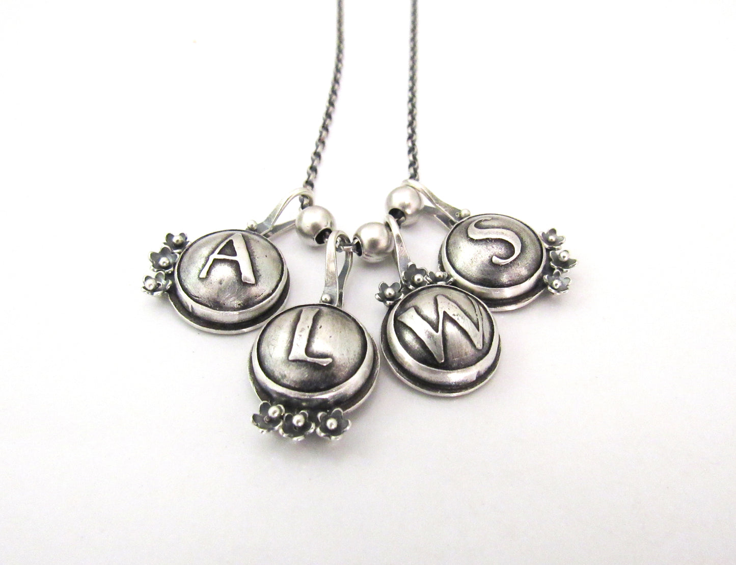 Initials and Lucky Numbers Sterling Silver Pendant- Made to Order