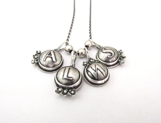 Initials and Lucky Numbers Sterling Silver Pendant- Made to Order