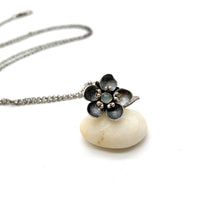 Load image into Gallery viewer, Tiny Kinetic Forget Me Not Pendant with Aquamarine