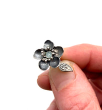 Load image into Gallery viewer, Tiny Kinetic Forget Me Not Pendant with Aquamarine