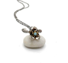 Load image into Gallery viewer, Sterling Silver, 14k and 22k Gold Forget Me Not with Larimar