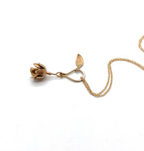 Load image into Gallery viewer, Tiny 14k and 22k Gold Kinetic Flower with blue Diamond