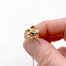 Load image into Gallery viewer, Tiny 14k and 22k Gold Kinetic Flower with blue Diamond