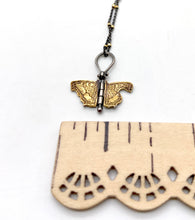 Load image into Gallery viewer, Tiny 24K Gold and Fine Silver Milbert&#39;s Tortoiseshell Butterfly Hinged Pendant